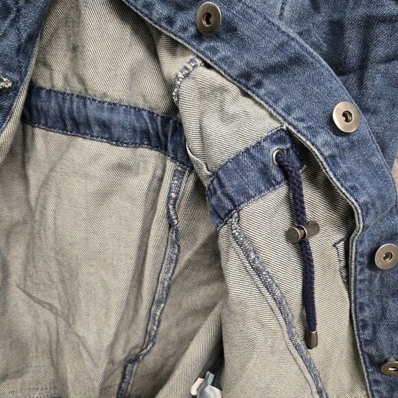 J Jill Denim Chambray Utility Jacket Button Up Raw Hem S Petite Closet Staple - Picture 8 of 9